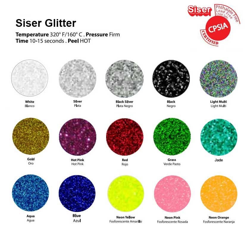 5 Sheets Siser Glitter Heat Transfer Vinyl 9.8 by MilanSignSupply