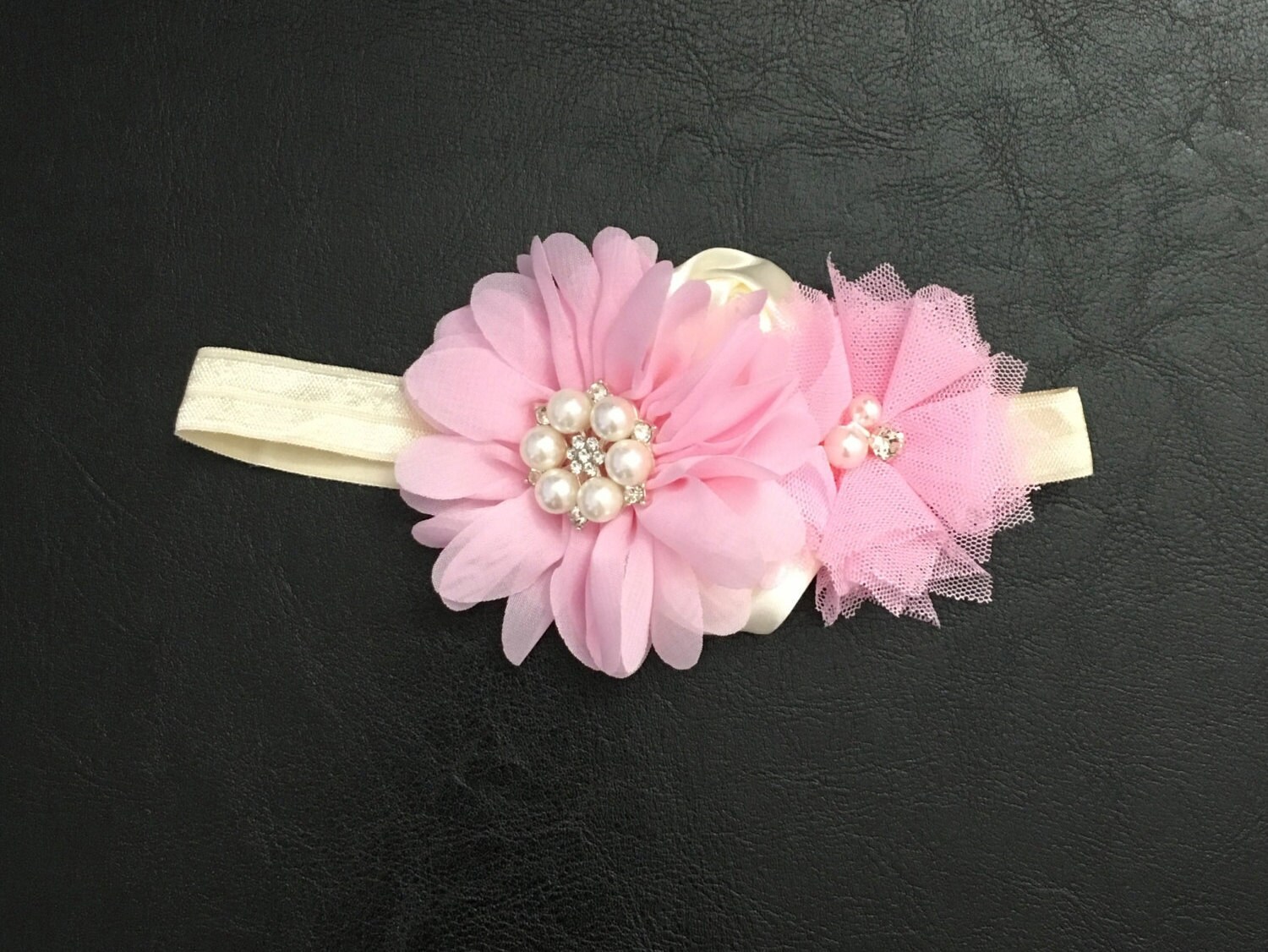 Pink and Ivory Baby Headbands Baby girls hairbands Newborn