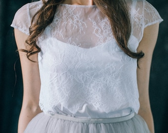 Lace white wedding top, bridal bolero