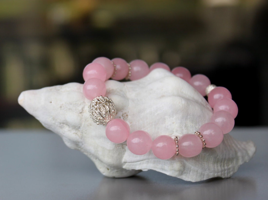 Rose Quartz Sterling Silver Bracelet Pink Quartz Bracelets