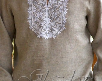 Vyshyvanka mens Ukrainian Embroidered shirt, Ukrainian embroidered shirt for men, linen shirt for men