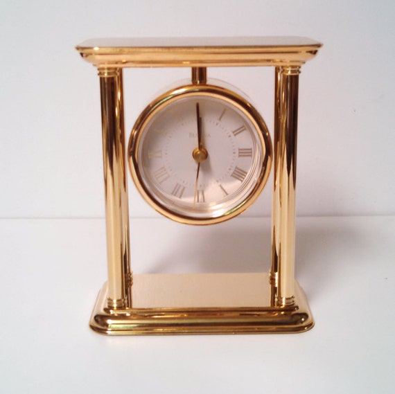 Bulova Gold Brass Clock Xanadu Quartz Mantel Clock Pillard