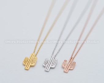 Personalized Dainty Cactus Necklace - Available in Gold, Silver, Rose Gold. Delicate Cactus Necklace, Layering Necklace, Gift Idea NBB076