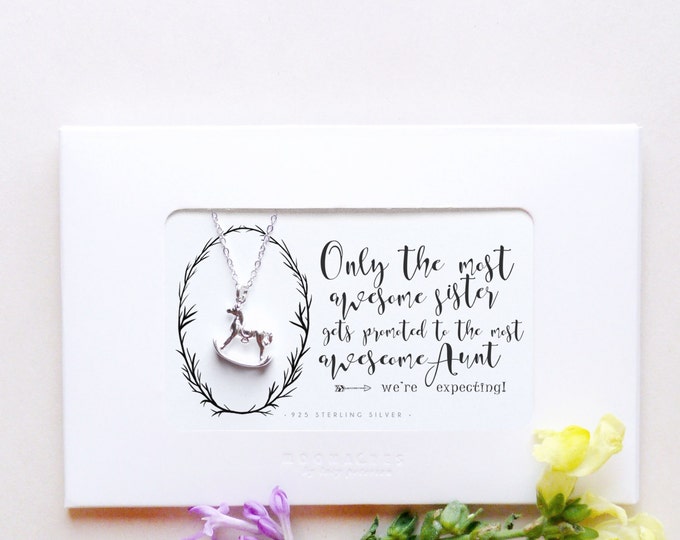 Only The Most Awesome Sister | Sterling Silver New Baby Nephew Niece Necklace Quote Poem Message Card Pregnancy Announcement New Aunt Gift