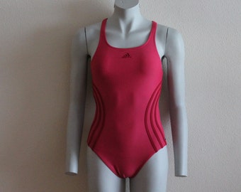 ADIDAS Pink Vintage One Piece Swimsuit Sport Womens Swimwear Open Back Swimsuit Beach Pool Swimsuit Bathing Suit