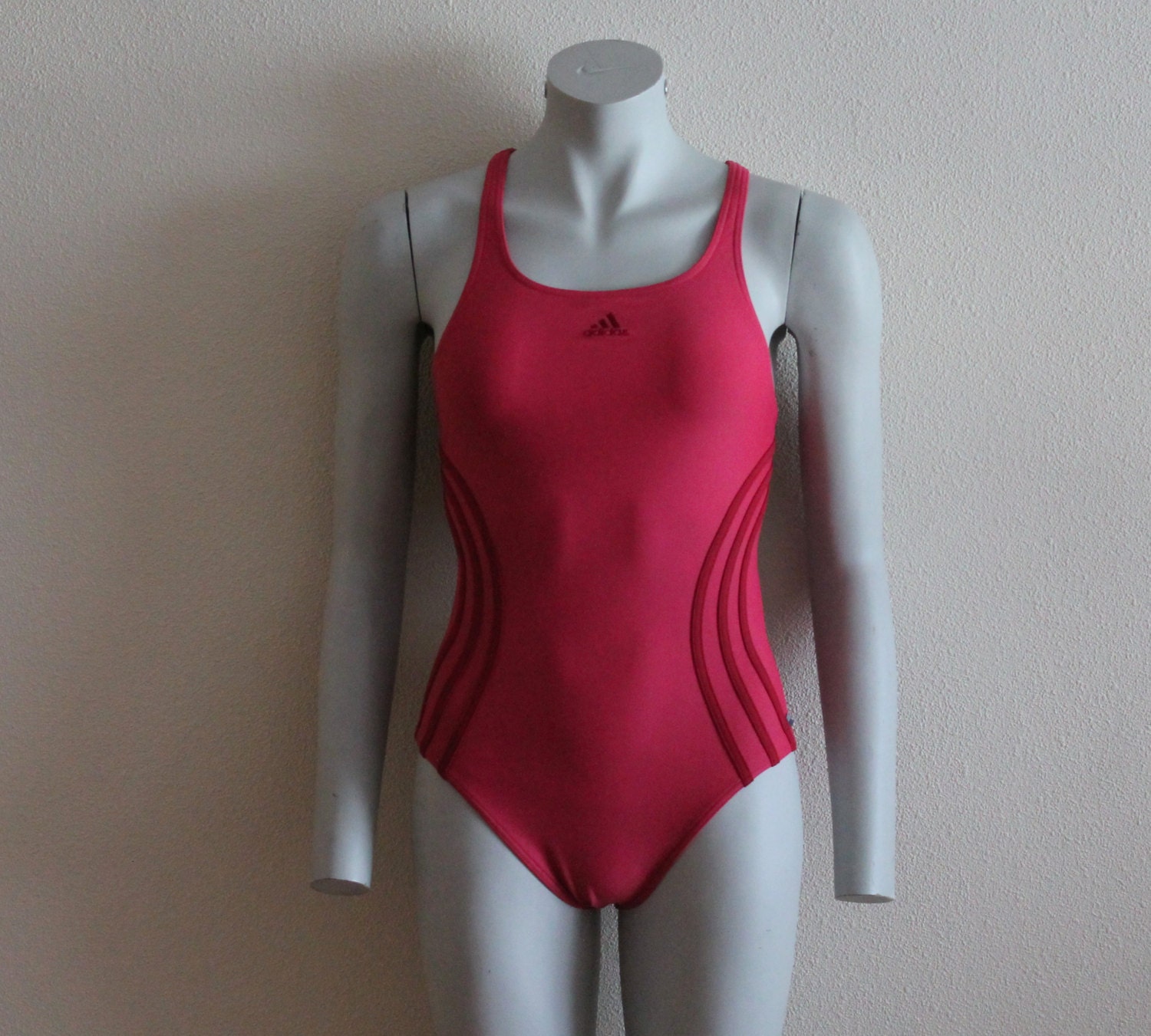 ADIDAS Pink Vintage One Piece Swimsuit Sport Womens Swimwear