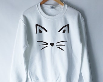 Funny Cat Shirt Face Sweatshirt - Crazy Cat Lady - Cat Shirts - Kitten Shirt - Cat Lover - Meow Shirt - Halloween Sweatshirt Halloween Shirt