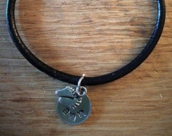 Personalised leather bracelet with charm