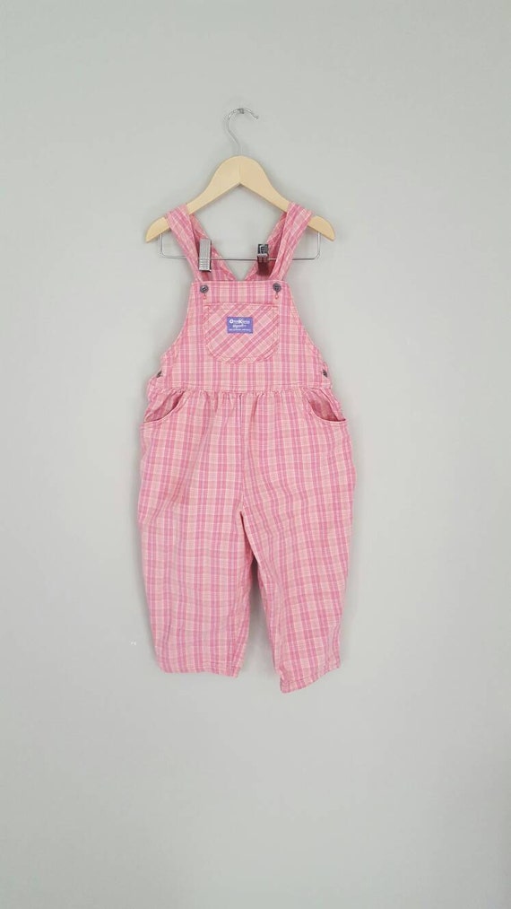 Vintage OshKosh B'Gosh Overalls - Pink, Purple and Yellow Plaid for Toddlers Kids