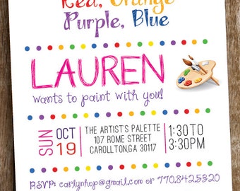 Painting Art Birthday Party Invitation - Printed and Printable