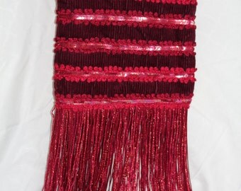 Vintage 90s Red Sequin Fringe Purse