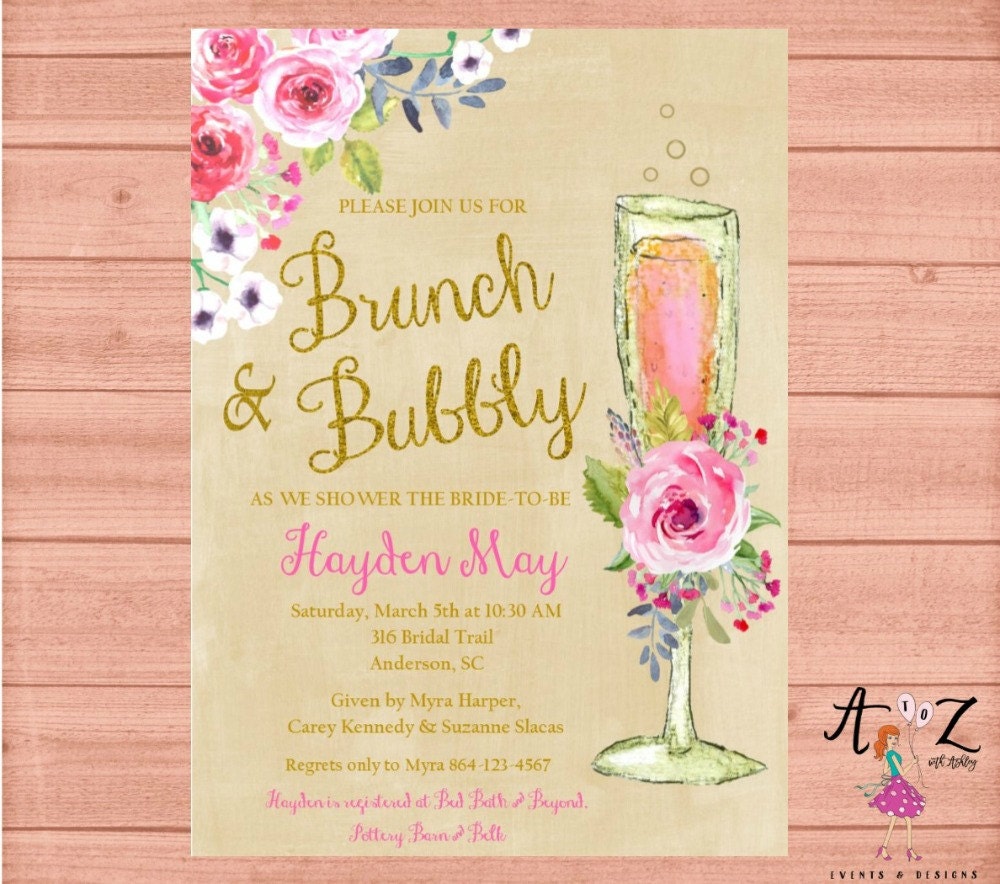 Bridal Shower Brunch Invitation Brunch and Bubbly Brunch