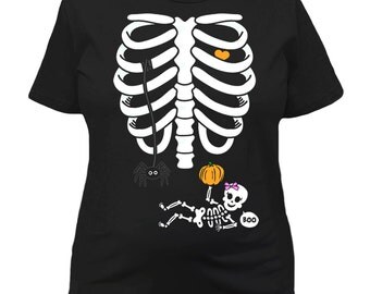 Maternity Halloween Shirt Pregnant Skeleton T Shirt Baby Announcement Pregnancy Clothing Maternity Outfits New Baby Gift Ladies Tee FAT-488