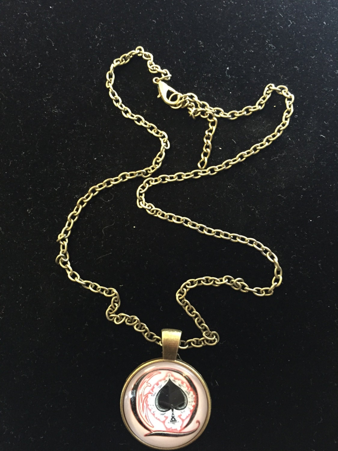 Queen of Spades gold Bronze Necklace Hotwife Swinger BBC QOS