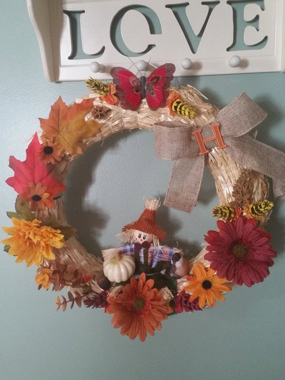 items-similar-to-fall-hand-decorated-straw-wreath-on-etsy