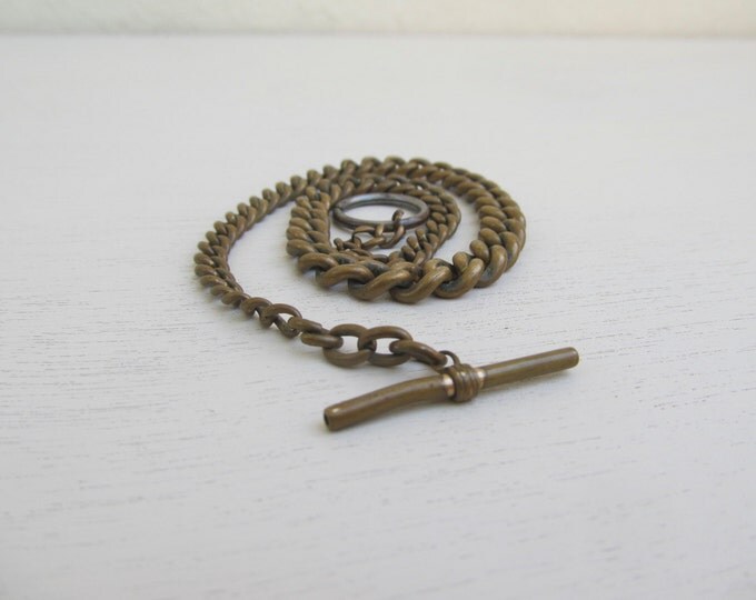Pocket watch chain, vintage watch chain 35 cm 14", brass watch chain, Tapered wallet chain, Victorian steampunk accessory gift idea for him