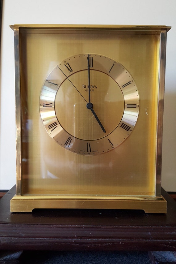 Bulova Heavy Brass Mantel Germany Clock B2001 by AntiquePandorahut
