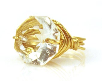 Crystal Cocktail Rings, Cocktail Ring, Cocktail Jewelry, Gold Cocktail Ring, Big Rings, Wire Wrapped Rings, Crystal Rings, Big Crystal Rings