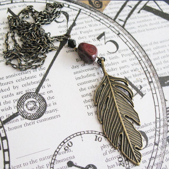 Long Feather Charm Necklace Boho Chic Jewelry For Women