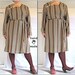 SALE - Coffee Dress - plus size 24 - retro style, long sleeve, freshly handmade in brown white stripe vintage pique fabric -- 50B-46W-52H
