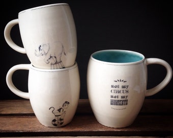 Monkey mug "not my circus not my monkeys" - READY TO SHIP