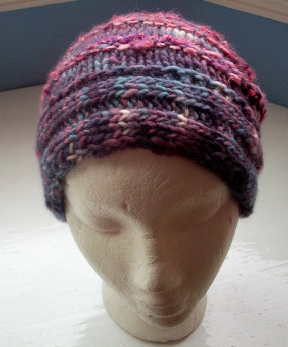Unisex beanie hat, hand knitted, Manos del Uruguay, silk, classic design, contemporary colours by SpinningStreak