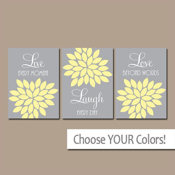 Yellow Gray WALL Art Yellow Gray Bedroom Live Laugh Love