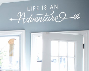 Adventure Wall Decal - Life is an Adventure - arrow wall decor - adventure quote