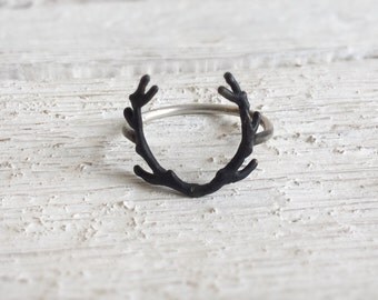 Deer Antler Ring-Sterling silver Antler Ring-Deer jewelry-Boho silver Ring-Deer antler jewelry- Statement ring
