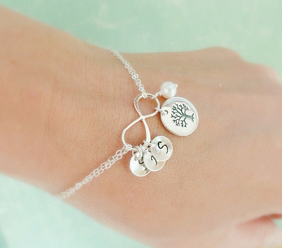 Family Tree Bracelet with initials Mothers bracelet Infinity