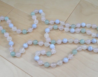 Vintage Pastel Quartz / Glass Bead Necklace