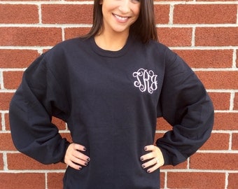 Womans Monogrammed sweatshirt , personalized sweatshirt , embroidered ladies sweatshirt, womans sweatshirt, 12 colors
