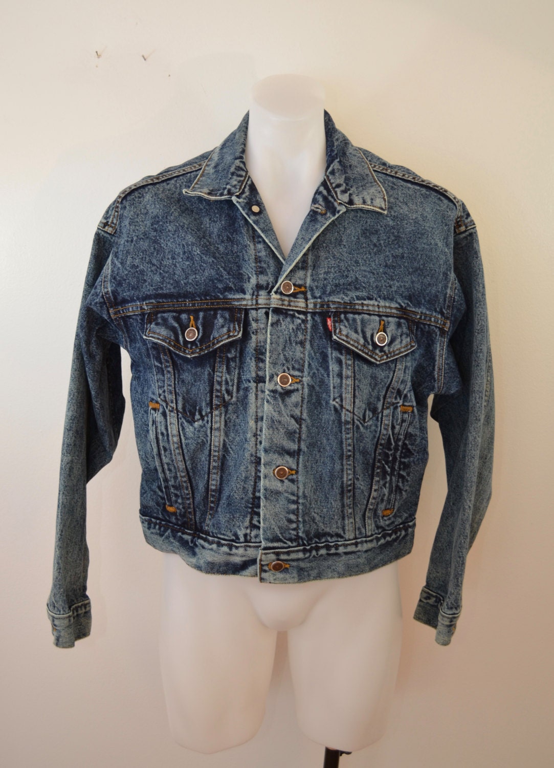 Vintage LEVI'S Acid Wash Denim Jean Jacket 4 pocket