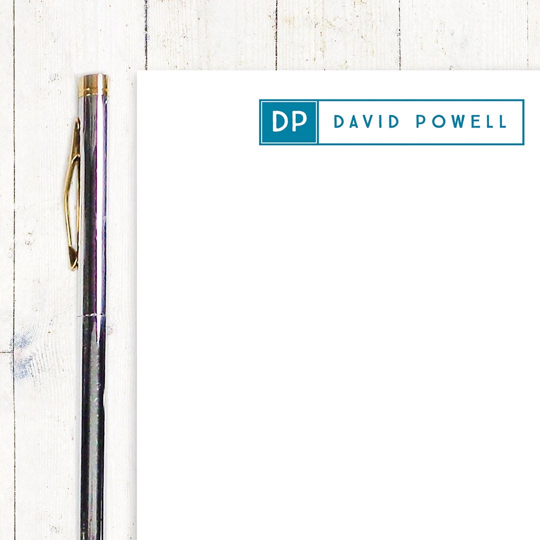 personalized notePAD box DOUBLE LETTER MONOGRAM stationery