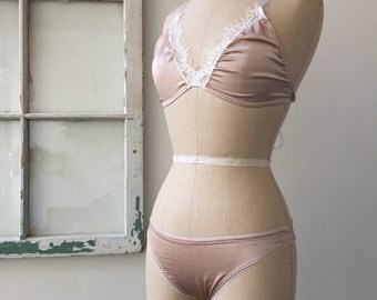 Hand Dyed Silk Charmeuse Lace Bralette