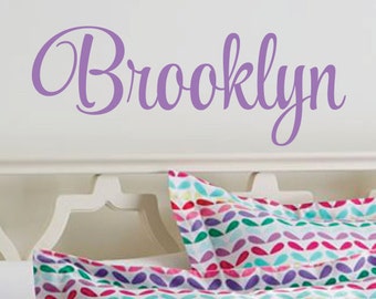 Name wall decal, personalized baby girl name, monogram, vinyl name decal, nursery wall decal, fancy script style vinyl letters, vinyl decals