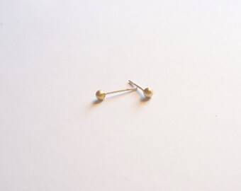 14k Gold Ball Stud Earrings 3mm brass Studs Tiny Gold Ball Stud Earrings Minimalist Earring Silver Post Earrings Cartilage Earring 0175