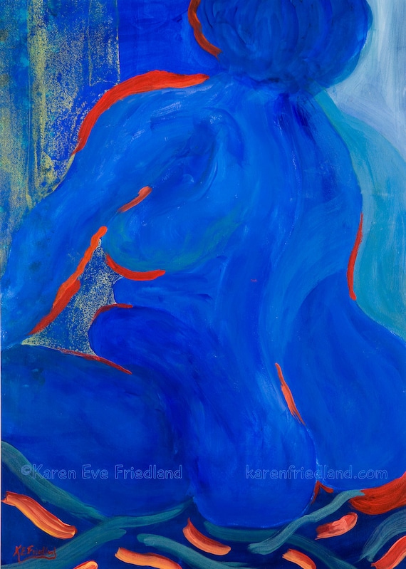 Nude Art blue canvas art abstract giclee print abstract by 