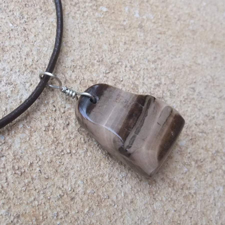 Petrified Wood Pendant Necklace Jewelry For Men Male Guy