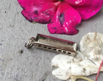 SALE Vintage Sterling Silver Harmonica Charm Music Pendant Musical theme 925 Instrumental