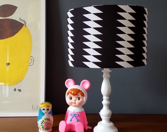 Checkers Handmade Lampshade in Inky Black & White