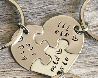 3 Sisters Keychain, Big Sis Mid Sis Lil Sis Keychain, Big Sister, Middle Sister Little Sister, Sisters Keyring, Sisters gift, Three Sisters