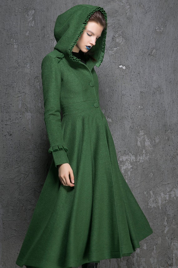 Womens Coats Winter Coat Emerald Green coatfit and flare