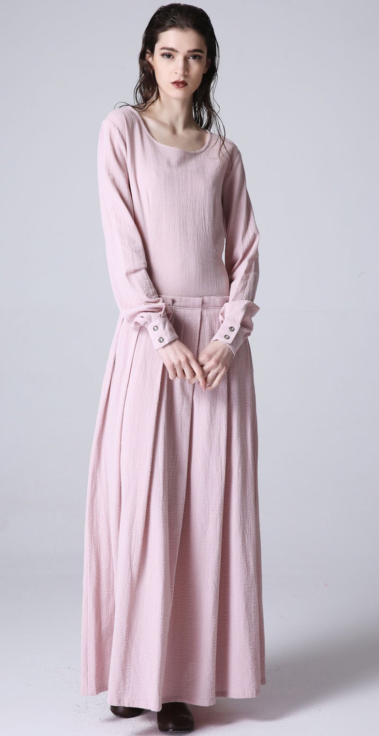 Pink linen dress maxi dress linen dress for women designers