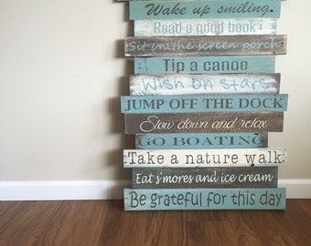 Lake rules, lake rules sign, reclaimed wood sign, rustic lake sign, beach wall decor, lake wall decor, Lake house sign, wood sign