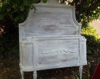 Twin Bed Headboard and Footboard Primed and Ready for Custom PAINT to ORDER Vintage Poppy Cottage Painted Furniture