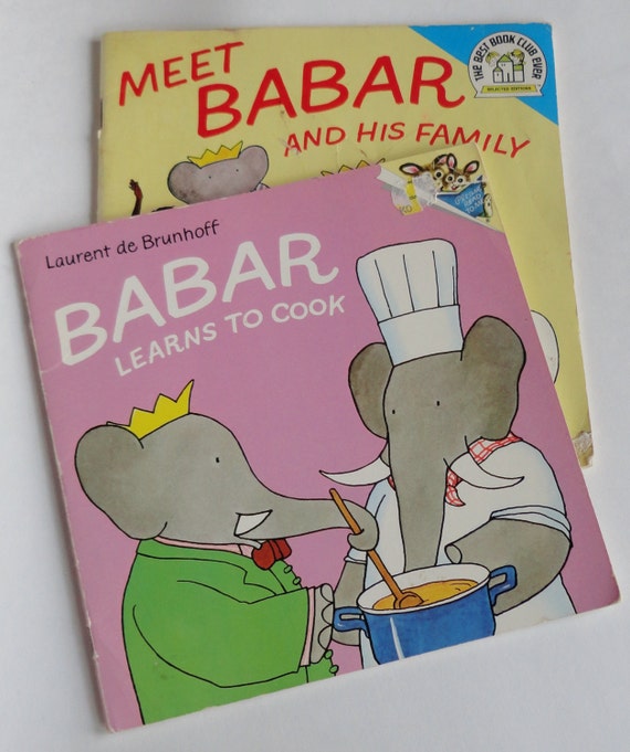 2 Vintage BABAR the Elephant Childrens books Meet Babar and