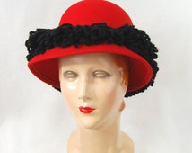 60s 70s Mr John Sophisticate Red and Black Hat - Red Hat - Mr <b>John Hat</b> - il_214x170.859694400_1goc