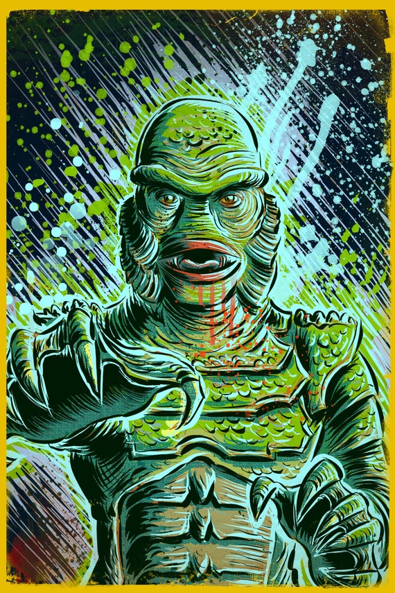 Creature from the black lagoon art print halloween monster