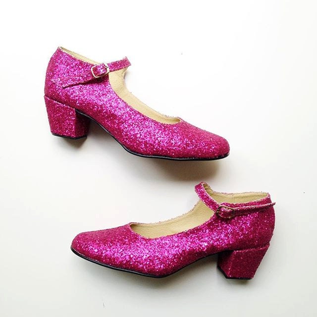 Biba Glitter Mary Janes heels Handmade to order